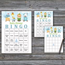 60 Animals train Baby Shower Bingo Cards,Christmas Baby Shower Bingo Games,Printable Baby Shower Bingo Cards--254