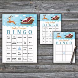 60 Santa carriage Baby Shower Bingo Cards,Christmas Baby Shower Bingo Games,Printable Baby Shower Bingo Cards--255