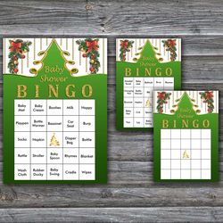 60 Christmas tree Baby Shower Bingo Cards,Christmas Baby Shower Bingo Games,Printable Baby Shower Bingo Cards--256