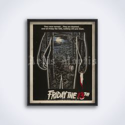 Friday the 13th vintage 1980 cult horror movie poster, printable art, print (Digital Download)