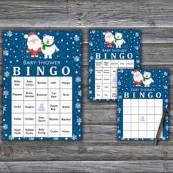 60 Santa and polar bear Baby Shower Bingo Cards,Christmas Baby Shower Bingo Games,Printable Baby Shower Bingo Cards--263