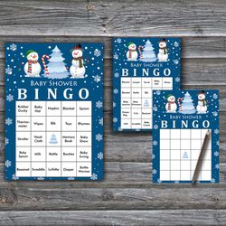 60 Cute Snowman Baby Shower Bingo Cards,Christmas Baby Shower Bingo Games,Printable Baby Shower Bingo Cards--264