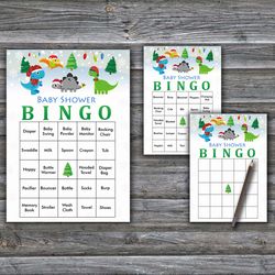 60 Christmas dinosaur Baby Shower Bingo Cards,Christmas Baby Shower Bingo Games,Printable Baby Shower Bingo Cards--267