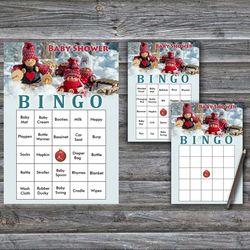 60 Christmas gnomes Baby Shower Bingo Cards,Christmas Baby Shower Bingo Games,Printable Baby Shower Bingo Cards--269