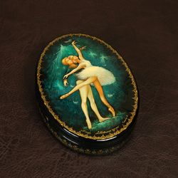 Swan Lake lacquer box ballet jewelry art ballerina gift