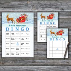 60 Santa carriage Baby Shower Bingo Cards,Christmas Baby Shower Bingo Games,Printable Baby Shower Bingo Cards--273