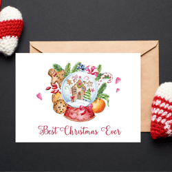 Best Christmas ever card, holiday greetings, instant download