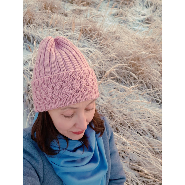 Folded Brim Hat Knitting Pattern Slouchy shaped 3 sizes Knit Inspire