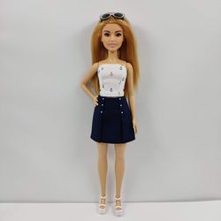 Barbie petit clothes blue skirt