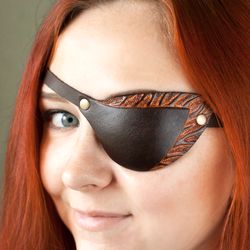 NEW DESIGN!! Leather Eye Patch, Brown Eye Patch, Eye Mask, Cat Eye Patch, Slim Eye Patch, One Eye