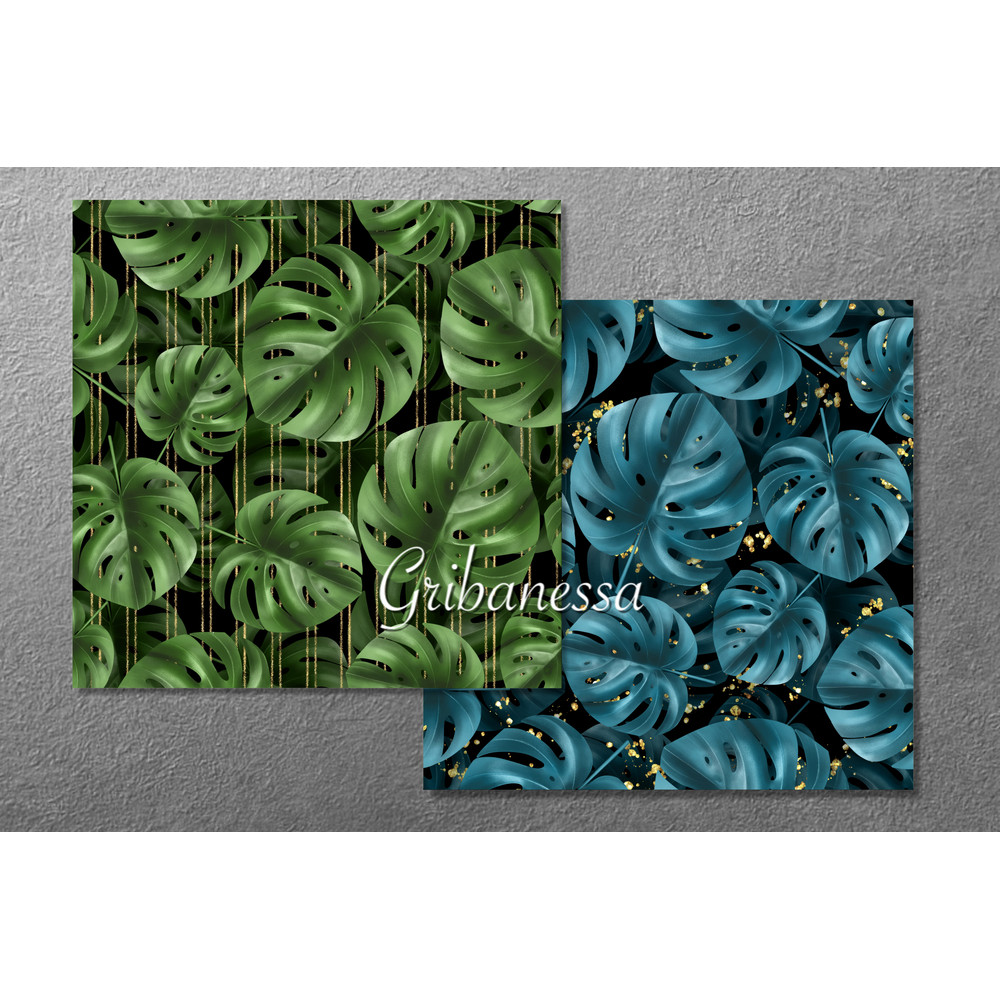 Monstera. Patterns with gold B 02.jpg