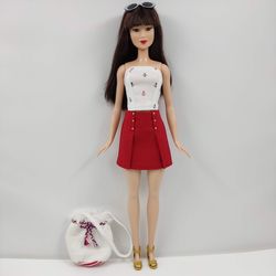 Barbie doll clothes red skirt