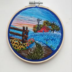 Embroidered picture "Evening silence"