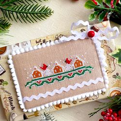 CHRISTMAS CARDINAL  SHELF cross stitch pattern PDF by CrossStitchingForFun Instant download Christmas cross stitch chart