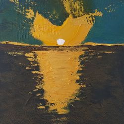 gold sunset painting original art oil painting seascape landscape wall decor