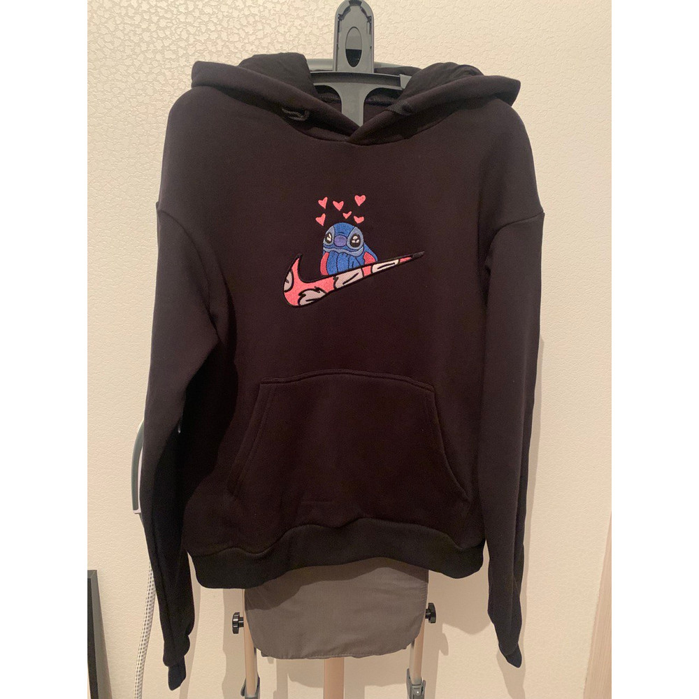 nike lilo stitch love hearts machine embroidery design hoodie