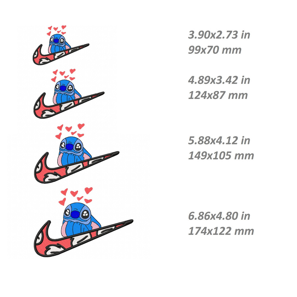 nike lilo stitch love hearts machine embroidery designs