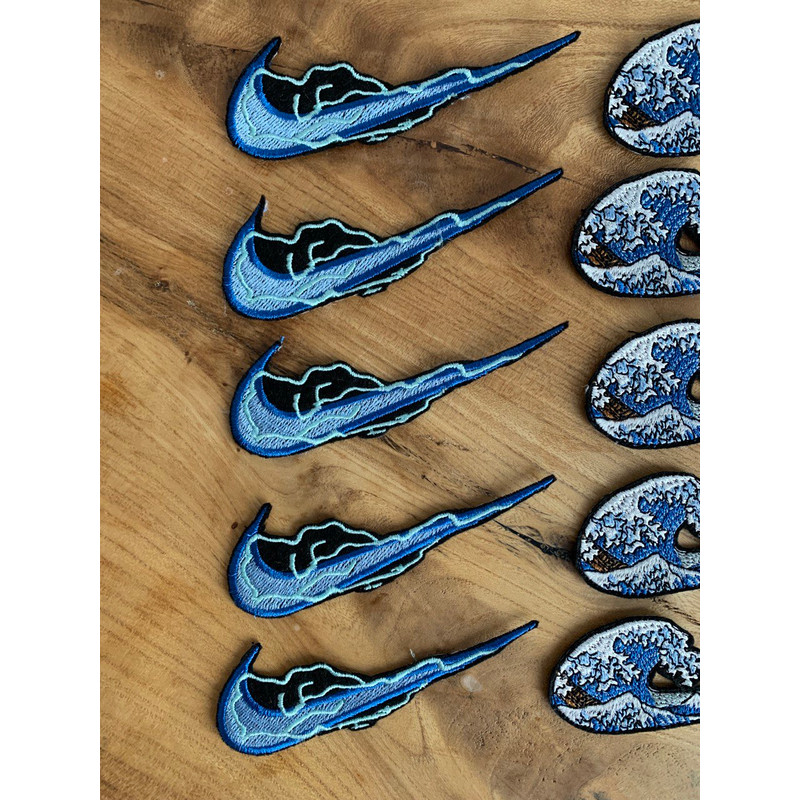 nike thunder lightning swoosh logo machine embroidery design patches