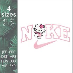 Nike Hello Kitty Embroidery Design, childrens cute PES files, 4 sizes