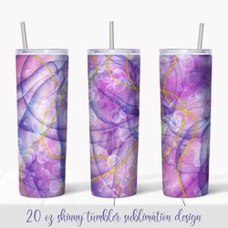 Purple Tumbler Sublimation Design. 20oz Skinny Tumbler Wrap