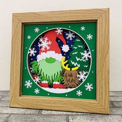 Christmas Gnome Shadow Box SVG/ Green Gnome Shadow Box Template/ Steal Christmas Gnome/ SVG For Cricut/ For Silhouette