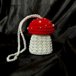 Crochet pattern mushroom bag  PDF digital instant download, video tutorial, cottagecore pouch, drawstring pouches