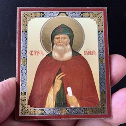 Saint Ilya Muromets | Gold And Silver Foiled Icon Lithography Mounted On Wood | Size: 3 1/2" X 2 1/2"