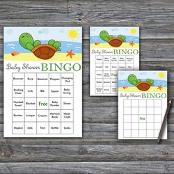 Turtle Baby Shower Bingo Cards,Under the sea Baby Shower Bingo Games,Printable Baby Shower Bingo Cards--334