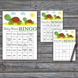 Cute Turtle Baby Shower Bingo Cards,Under the sea Baby Shower Bingo Games,Printable Baby Shower Bingo Cards--333