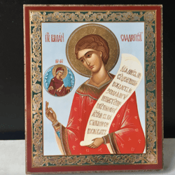 Venerable Romanus the Melodist - Sweet Singer | Silver foiled icon lithography mounted on wood | Size: 3 1/2" x 2 1/2"