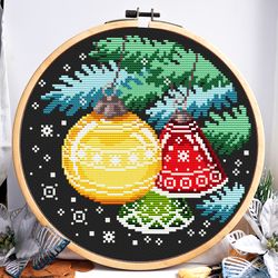 Christmas bells cross stitch pattern, Christmas tree cross stitch, Christmas ornaments cross stitch, Winter cross stitch