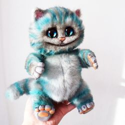 Cheshire cat, Alice in Wonderland, stuffed toy, ooak, poseable toy, handmade
