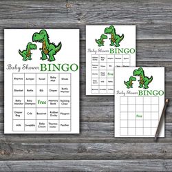 Dinosaur theme Baby Shower Bingo Cards,T-rex Baby Shower Bingo Games,Printable Baby Shower Bingo Cards--327