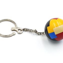 Vintage Brain Teaser Puzzle Keychain BALL new with tag USSR 1978