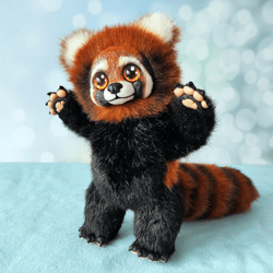 Red panda, stuffed toy, animal plush, red bear, poseable creatures,ooak, handmade