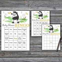 Zebra Baby Shower Bingo Cards,Safari Baby Shower Bingo Games,Printable Baby Shower Bingo Cards--323