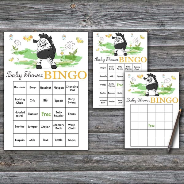 Zebra Baby Shower Bingo Cards,Safari Baby Shower Bingo Games - Inspire ... Zebra Baby Shower Bingo Cards,Safari Baby Shower Bingo Games - Inspire ...