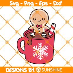 Gingerbread man Christmas Svg, Gingerbread man Svg, Funny Christmas Svg, Cute Hot Chocolate cup Xmas Svg, File For Cricu