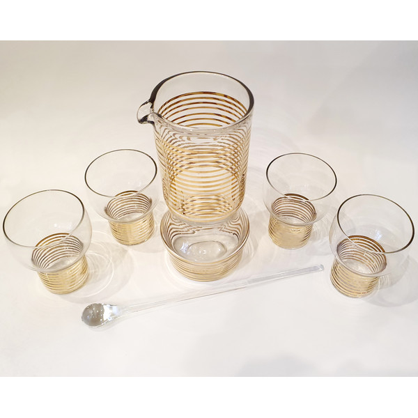 4 Vintage Bohemian Glass Juice Set from Czechoslovakia 1970.jpg