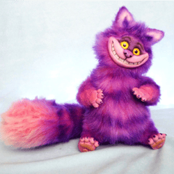 Pink Cheshire cat, Alice in Wonderland, stuffed toy, ooak, handmade