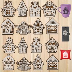 Double Layer Christmas Gingerbread House Template For Laser Cutting, Silhouette, Cricut and more. SVG,DXF,EPS,PNG files