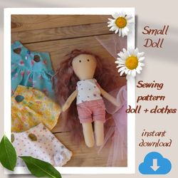 Small doll sewing pattern pdf -  Ragdoll with clothes - Doll sewing pattern – Doll clothes pattern – 6 inch doll pattern