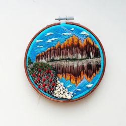 embroidered picture "golden mountains of yakutia"