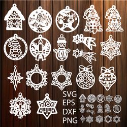 Christmas Baubles,  Gnomes SVG, Snowflake, Double Layer Template For Laser Cutting, Silhouette Cameo, Cricut and more