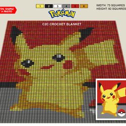 Crochet C2C blanket / Corner to corner blanket 73*92 squares / Pokemon - 2