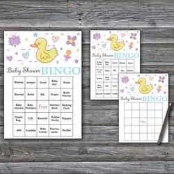 Rubber duck Baby Shower Bingo Cards,Yellow Rubber Duck Baby Shower Bingo Games,Printable Baby Shower Bingo Cards--315