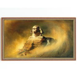 CANVAS ART PRINT | The Great Sphinx of Giza Oil Painting | Egypt Giza Painting | Ancient Historical Places | Ancient Rui