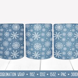 winter snowflakes mug sublimation design. christmas mug wrap