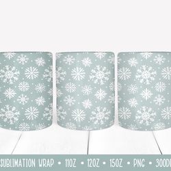 winter snowflakes mug sublimation wrap. christmas mug design