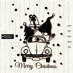 Christmas truck with gnome svg, Santa svg, Merry Christmas tree, Vintage truck svg, Winter svg Pickup, Shirt mug card